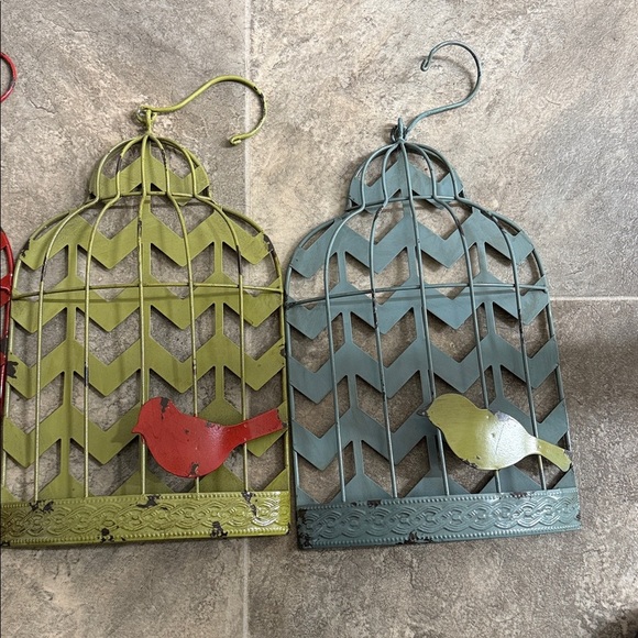 Colorful  metal Birdcage Wall Decor Set - Picture 3 of 8